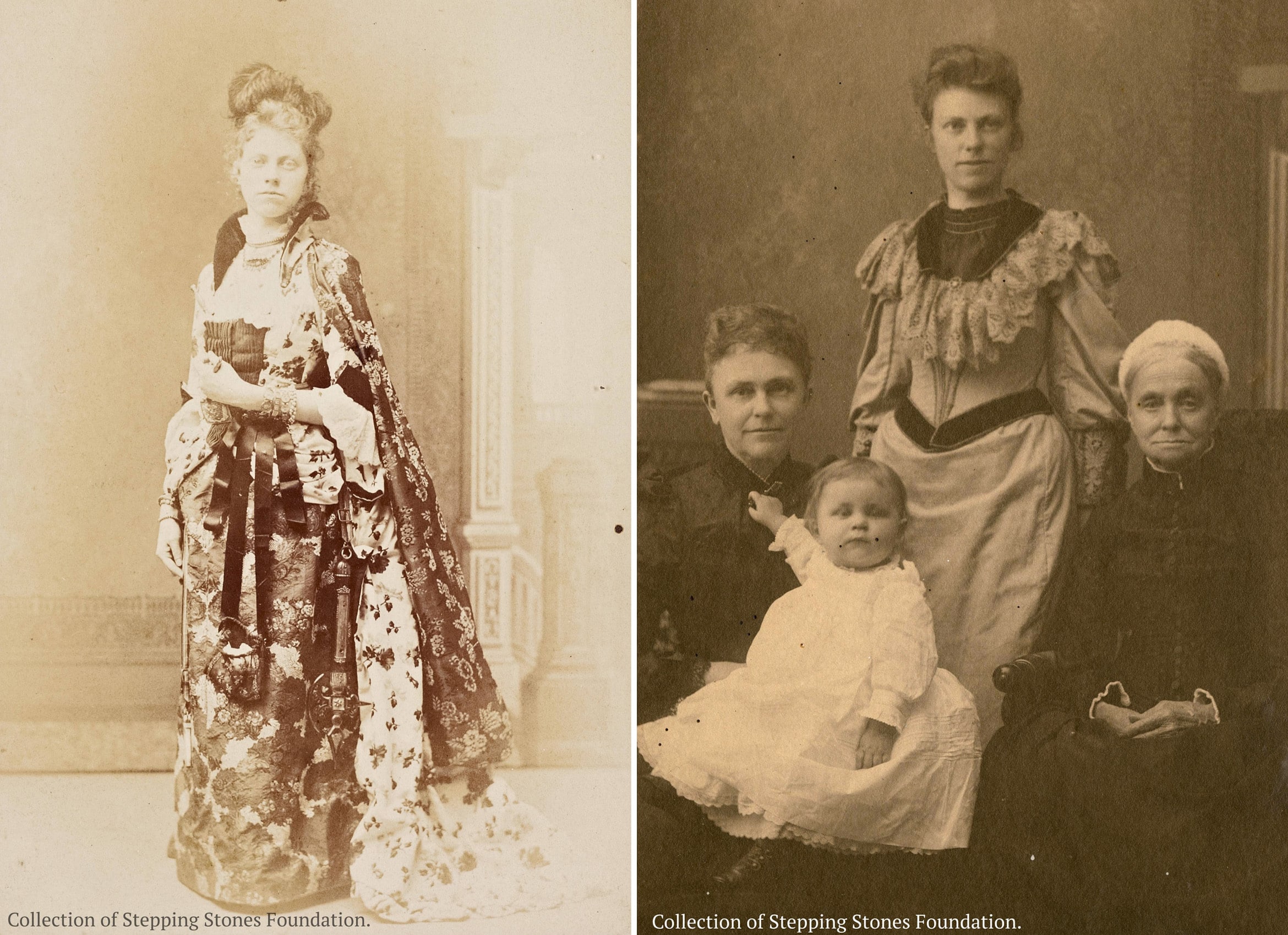 sepia toned photos of the women of the family