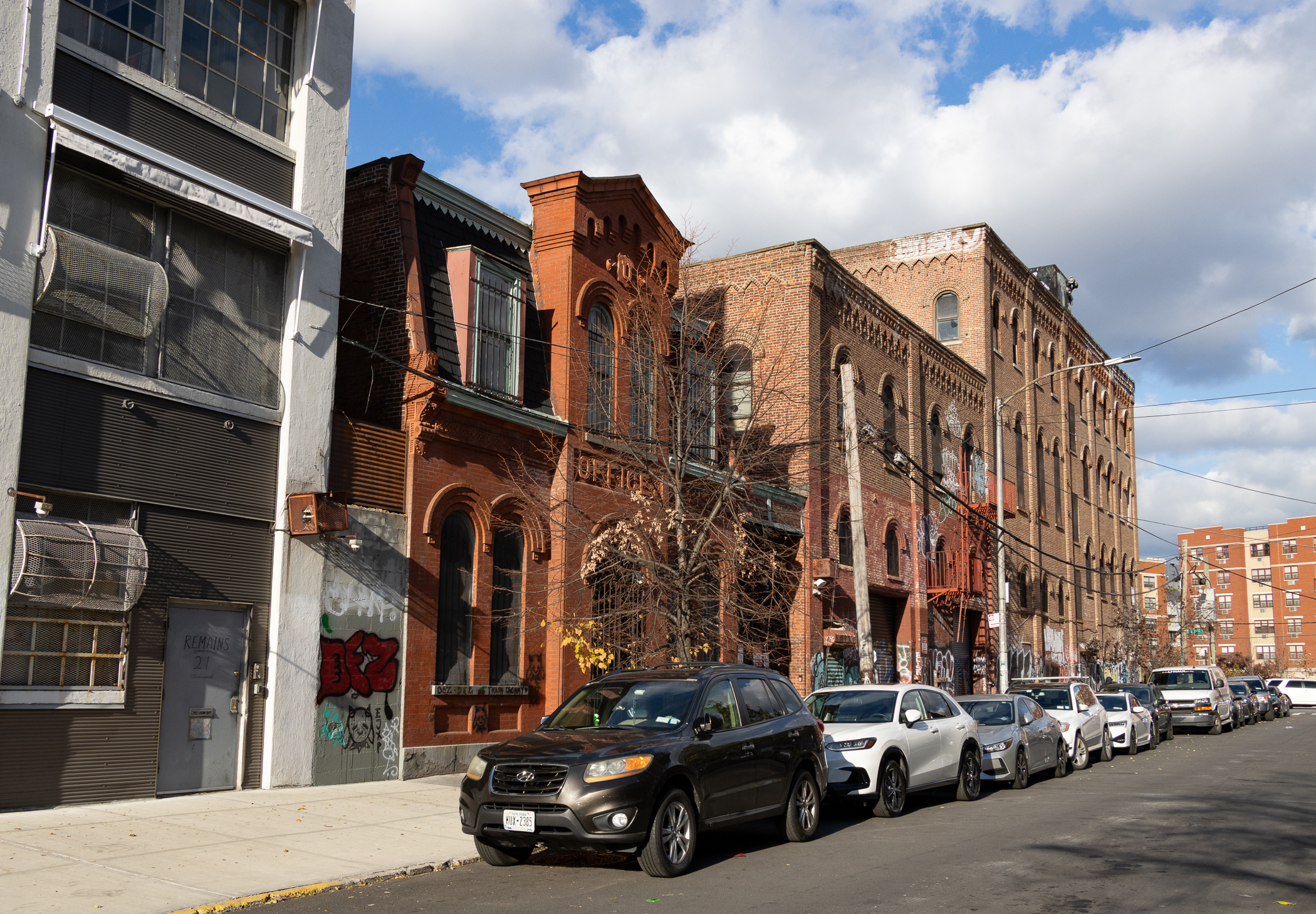 view on belvidere street showing the former office building and the brewery