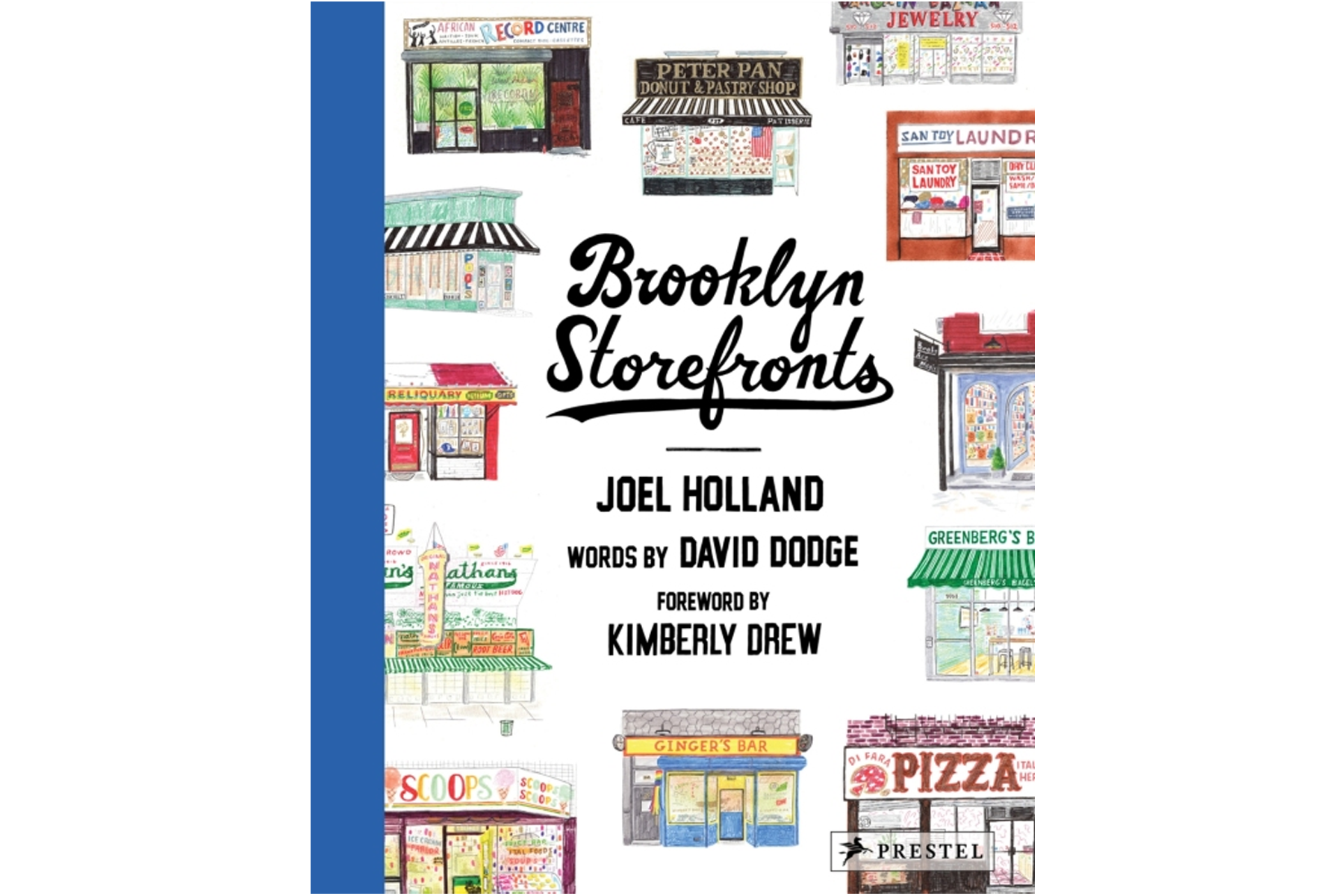 book cover with illustrations of brooklyn storefronts