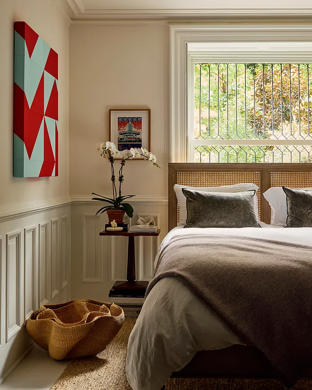 bedroom with wainscoting