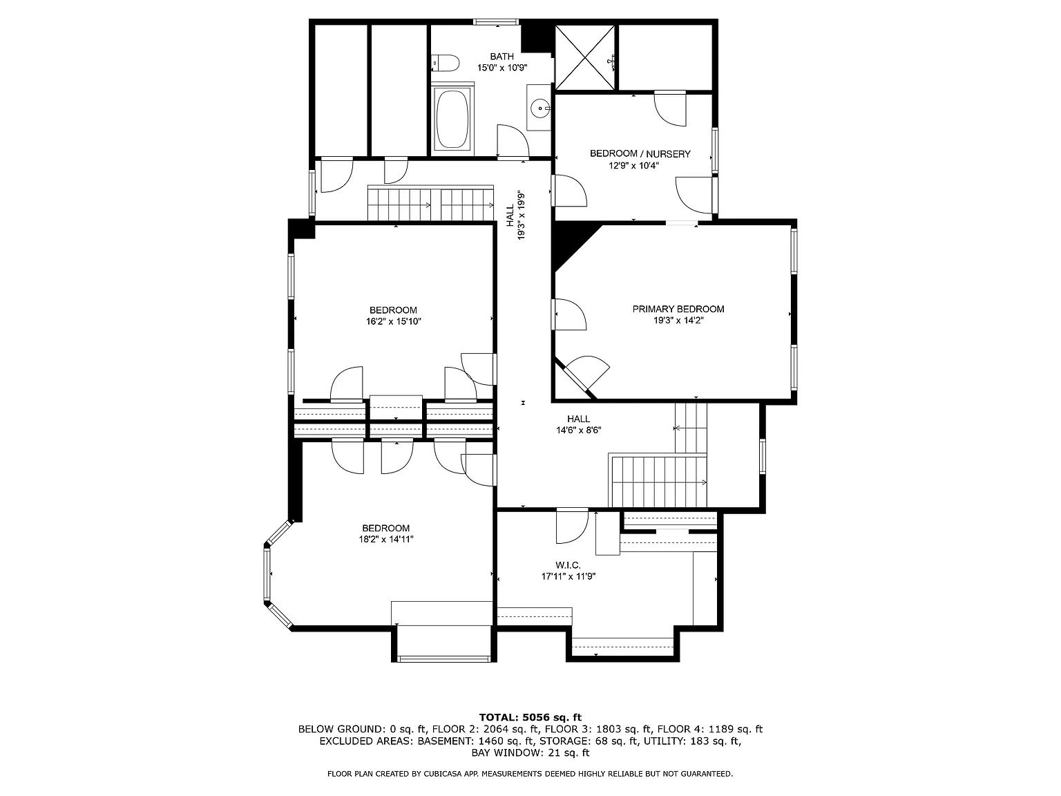 bedroom floor with four bedrooms and a full bath