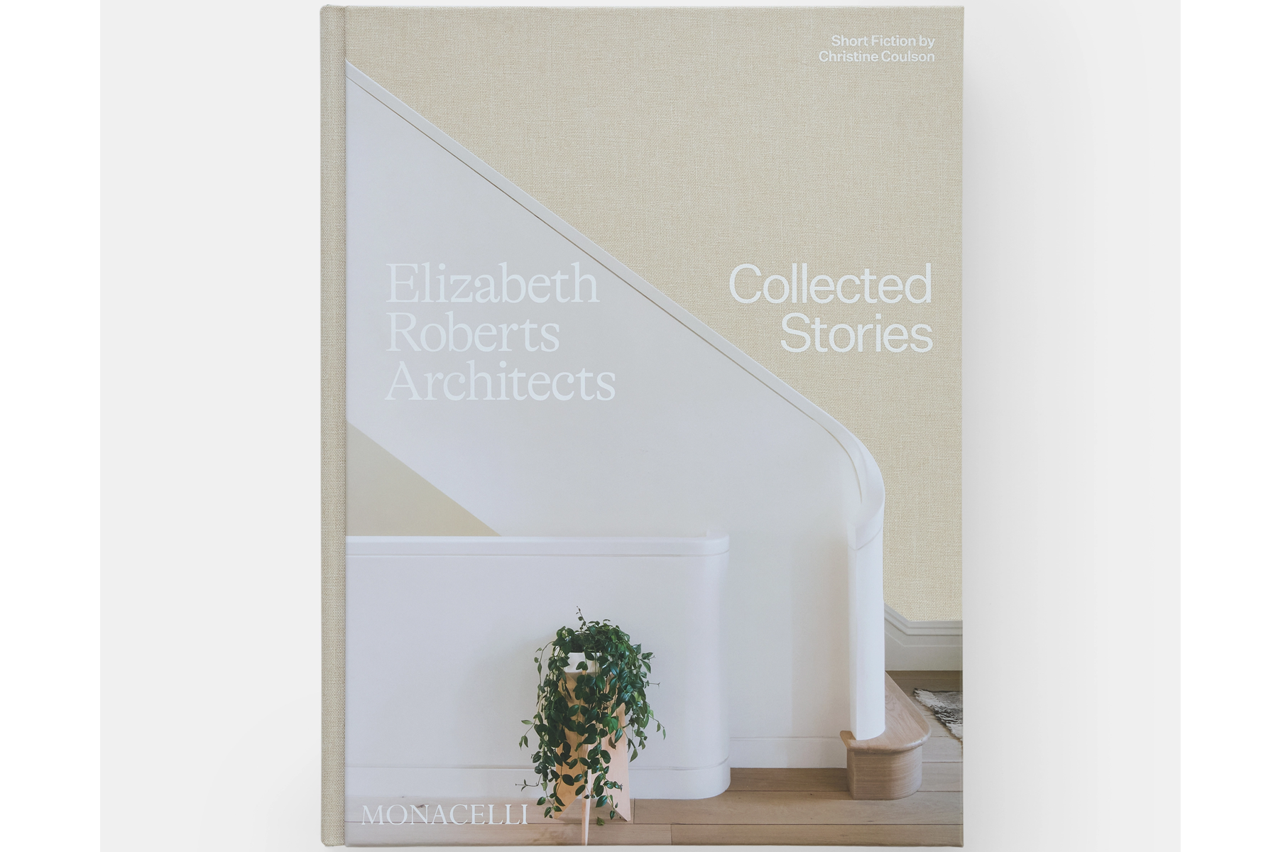 book cover with photo of a curved, white stair