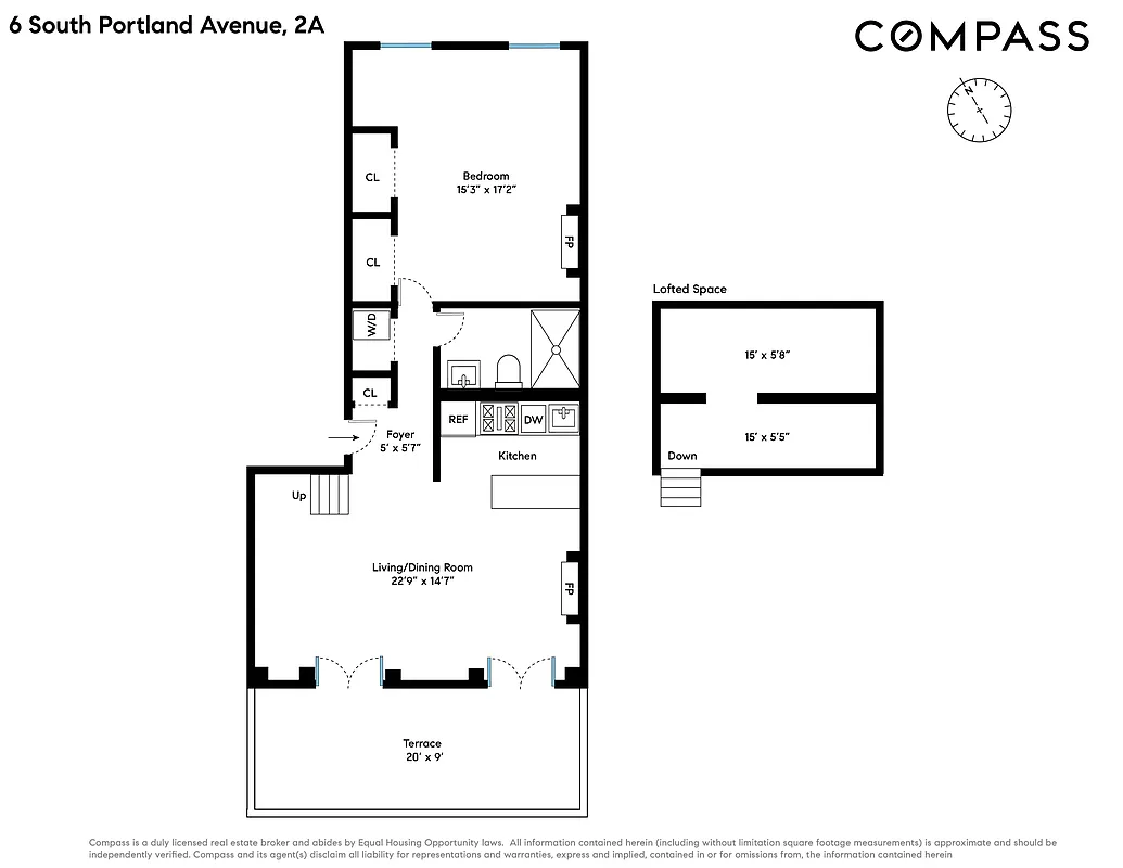 floorplan with living room and open plan kitchen with loft above