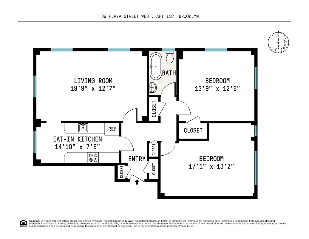 floorplan showing bedrooms on one end and living room on other end of unit